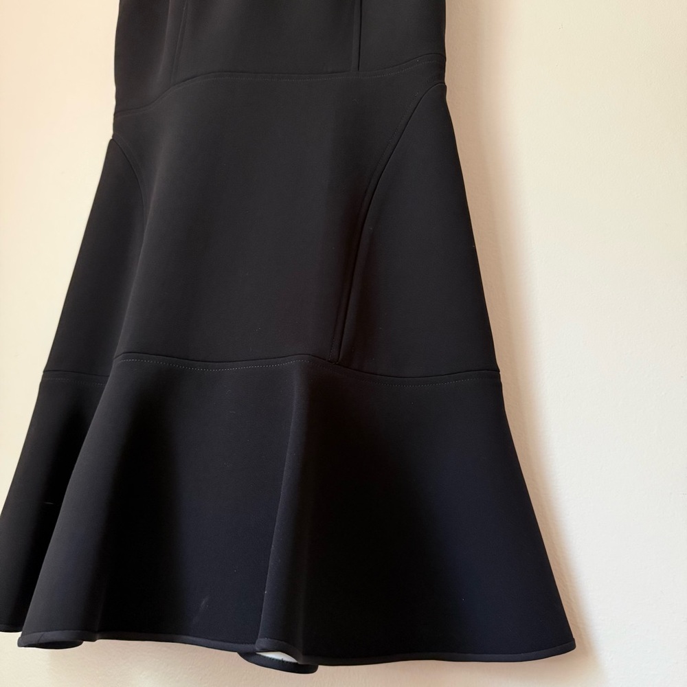 THEORY Theory Felicitina Sleeveless Black Crepe Mini Dress Fluted Skirt Size 8 - Picture 6 of 14